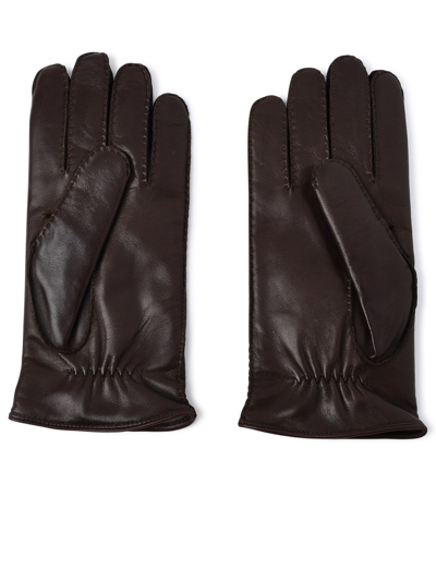 Shop Sofia Gants Brown Lambskin Gloves