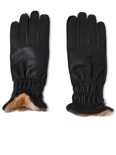 Shop Sofia Gants Brown Dear Leather Gloves