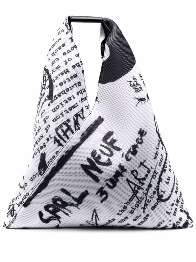 Mm6 Maison Margiela Graphic Print White Japanese Tote Bag | ModeSens
