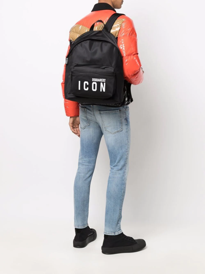 Dsquared2 Be Icon Black Backpack In Schwarz