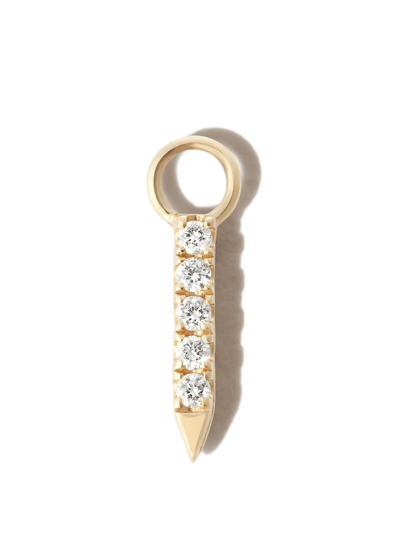 Shop Maria Tash 18kt Yellow Gold Eternity Bar Diamond And Sapphire Charm