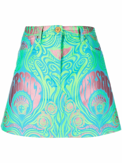 Shop Versace Medusa Music A-line Mini Skirt In Grün