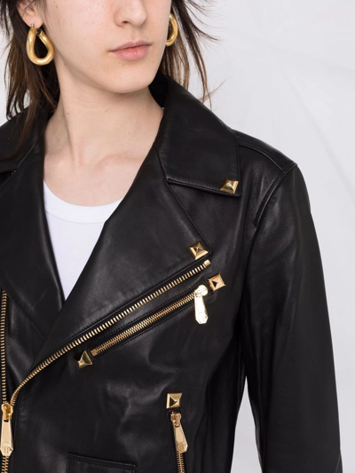 Philipp Plein Studded Biker Jacket In Black