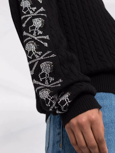 Philipp Plein Sequin Skull Pullover Jumper In Black