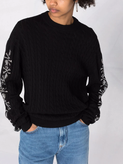 Philipp Plein Sequin Skull Pullover Jumper In Black