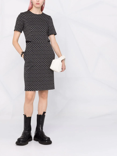 Shop Karl Lagerfeld Monogram Punto Shift Dress In Black