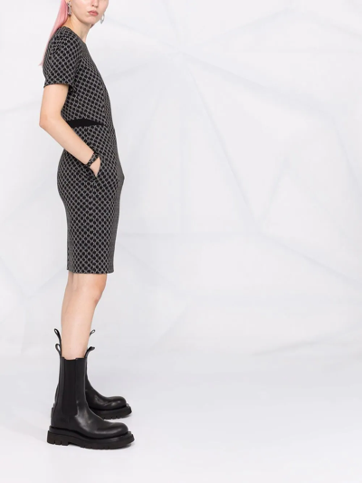 Shop Karl Lagerfeld Monogram Punto Shift Dress In Black