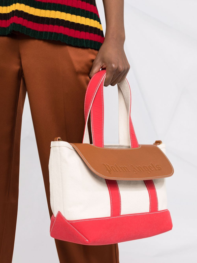 Palm Angels Classic Logo Beach Tote Bag In Nude