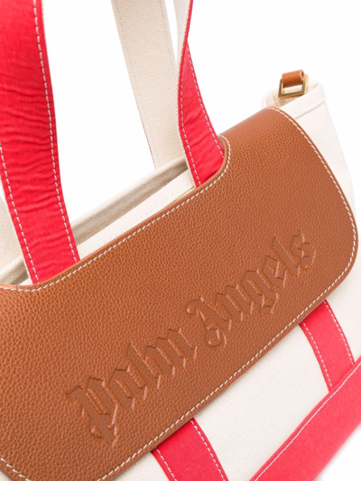 Palm Angels Classic Logo Beach Tote Bag In Nude