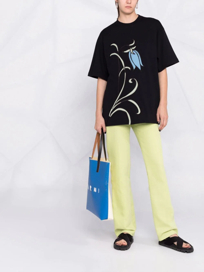 Shop Loewe Bluebell Floral-motif Oversized T-shirt In Black