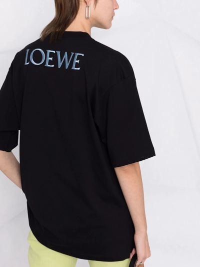 Shop Loewe Bluebell Floral-motif Oversized T-shirt In Black