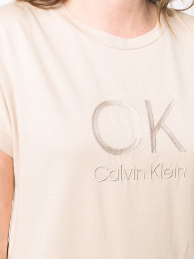 Shop Calvin Klein Logo-print T-shirt In Nude