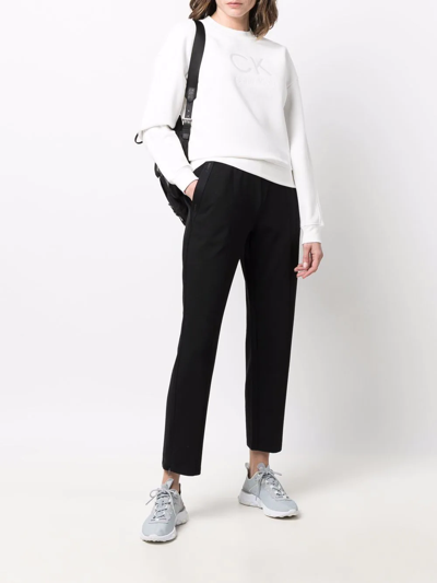 Shop Calvin Klein Logo-print Sweatshirt In Weiss
