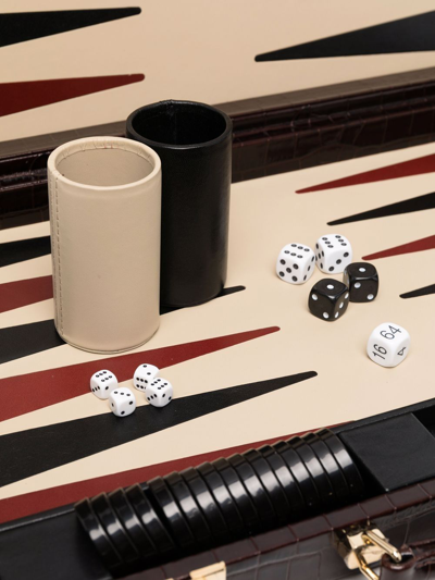 Shop Aspinal Of London 17" Crocodile-embossed Backgammon Set In Braun