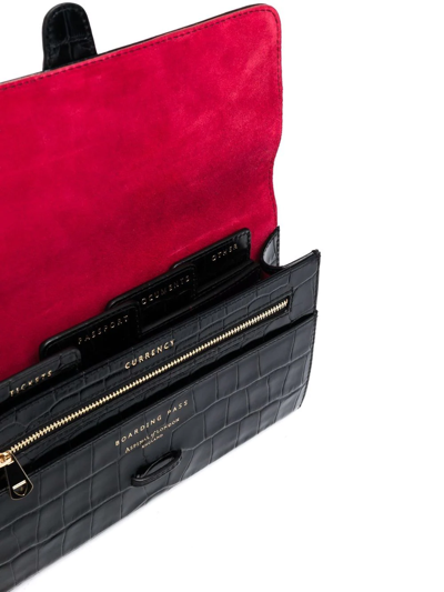 Aspinal Of London Embossed-crocodile Travel Wallet In Schwarz