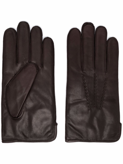 Shop Aspinal Of London Cashmere-blend Lined Leather Gloves In Braun