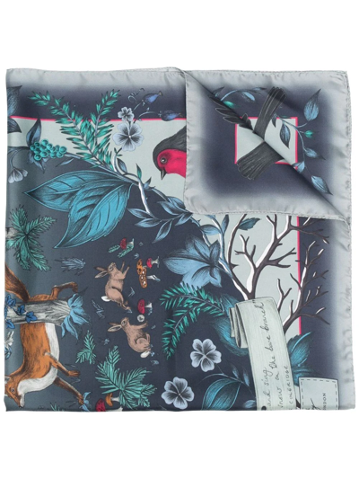 Shop Aspinal Of London Robin Silk Scarf In Blau