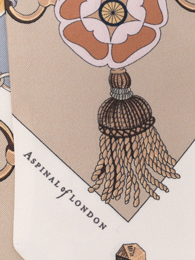 Aspinal Of London Signature Graphic-print Silk Scarf In Nude