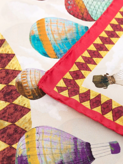 Aspinal Of London Air Balloon Silk Scarf In Rot