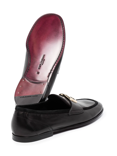 Shop Dolce & Gabbana Interlocking Dg-plaque Leather Loafers In Schwarz