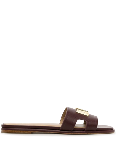 Shop Michael Michael Kors Kippy Embellished Cut-out Slides In Brown