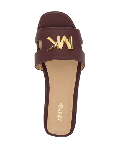 Shop Michael Michael Kors Kippy Embellished Cut-out Slides In Brown