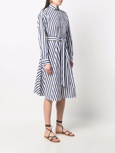 Shop Polo Ralph Lauren Striped Shirt Dress In Weiss