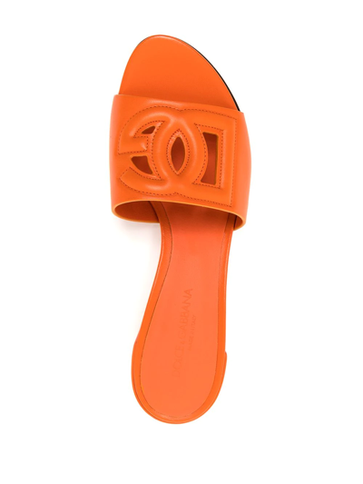 Shop Dolce & Gabbana Logo-patch Open-toe Sandals In Orange