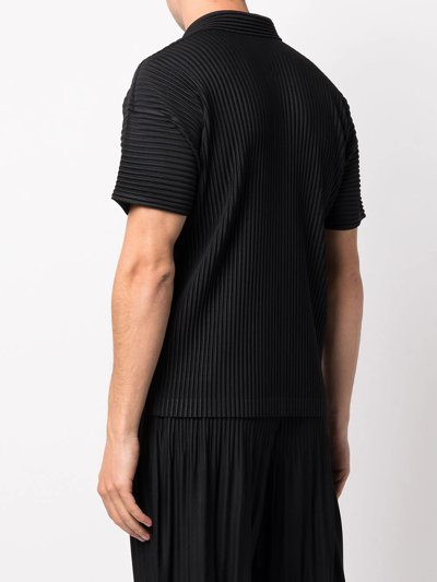 Shop Issey Miyake Short-sleeved Pleated Polo Shirt In Schwarz