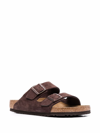 Shop Birkenstock Arizona Pebbled Leather Sandals In Brown