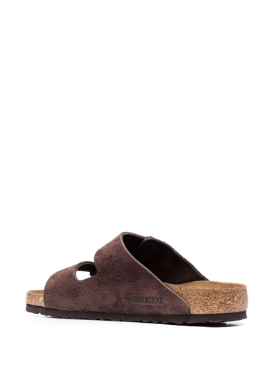 Shop Birkenstock Arizona Pebbled Leather Sandals In Brown