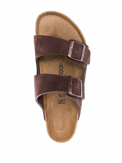 Shop Birkenstock Arizona Pebbled Leather Sandals In Brown
