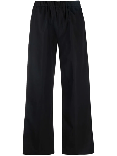 Shop Aspesi Poplin Wide-leg Trousers In Schwarz