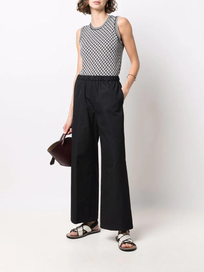 Shop Aspesi Poplin Wide-leg Trousers In Schwarz