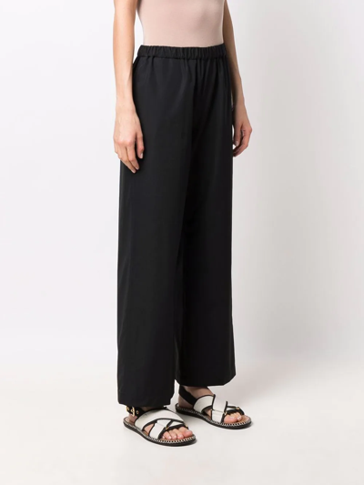 Shop Aspesi Poplin Wide-leg Trousers In Schwarz