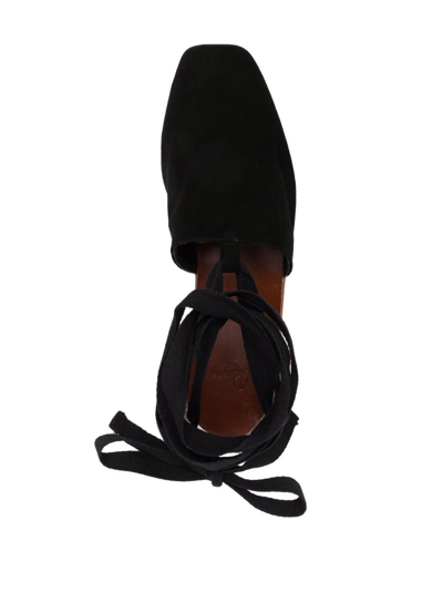 Shop Castaã±er Tie-detail Suede Sandals In Schwarz