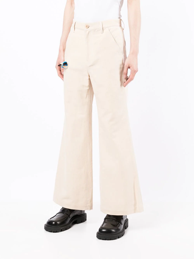 Shop Doublet Bird-detail Flared Jeans In Nude