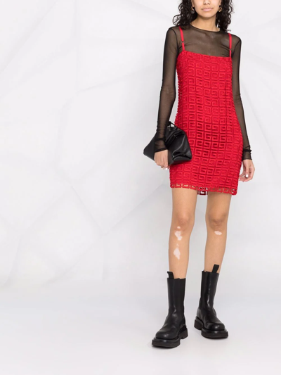Shop Givenchy 4g-motif Square-neck Dress In Rot