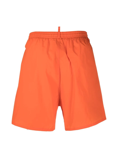 Shop Dsquared2 Logo-print Drawstring Swim Shorts In Orange