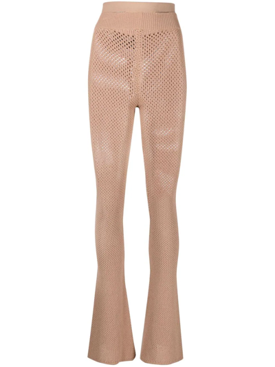 Andreädamo Perforated Knitted Trousers In Nude