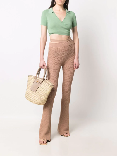 Andreädamo Perforated Knitted Trousers In Nude