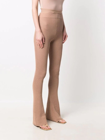 Andreädamo Perforated Knitted Trousers In Nude