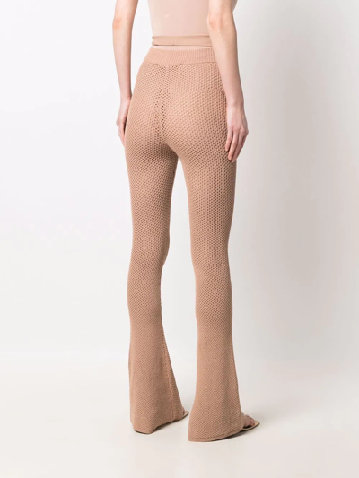 Andreädamo Perforated Knitted Trousers In Nude
