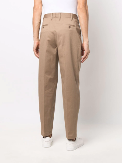 Neil Barrett One Pleat Loose Estra Low Rise Trousers In Braun