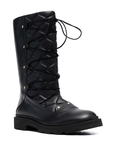 Shop Bally Lace-up Leather Boots In Schwarz