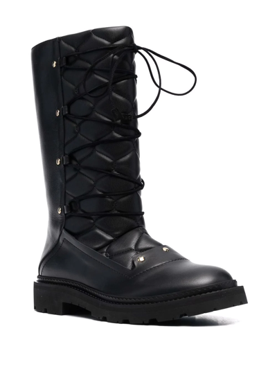 Bally Lace-up Leather Boots In Schwarz