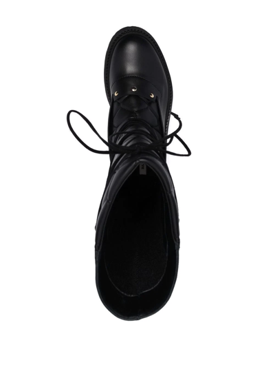 Bally Lace-up Leather Boots In Schwarz