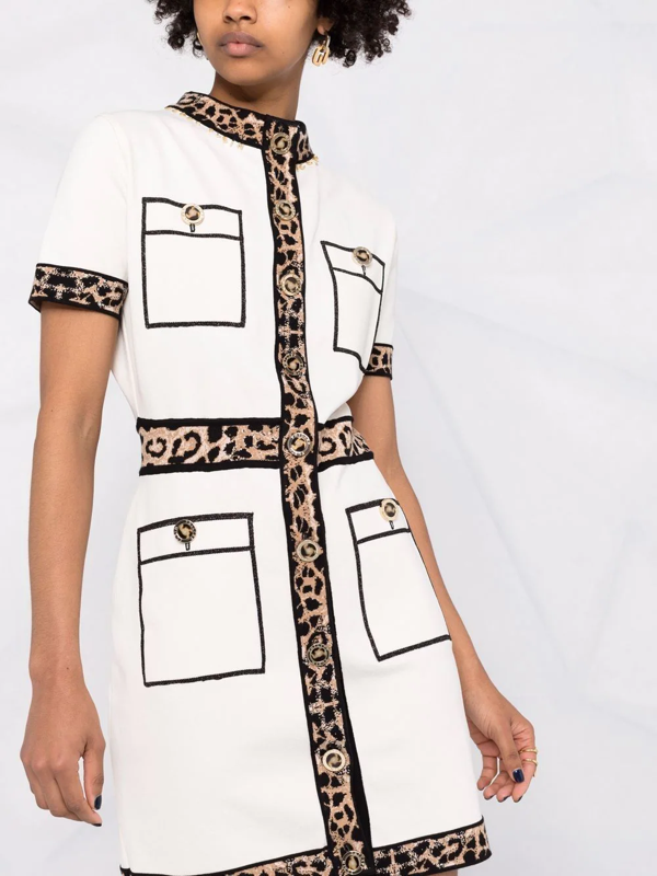 Philipp Plein leopard trim dress - Neutrals