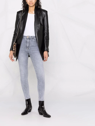 Philipp Plein Skinny Cropped Faded Jeans In Grey