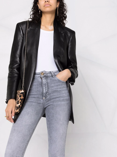 Philipp Plein Skinny Cropped Faded Jeans In Grey